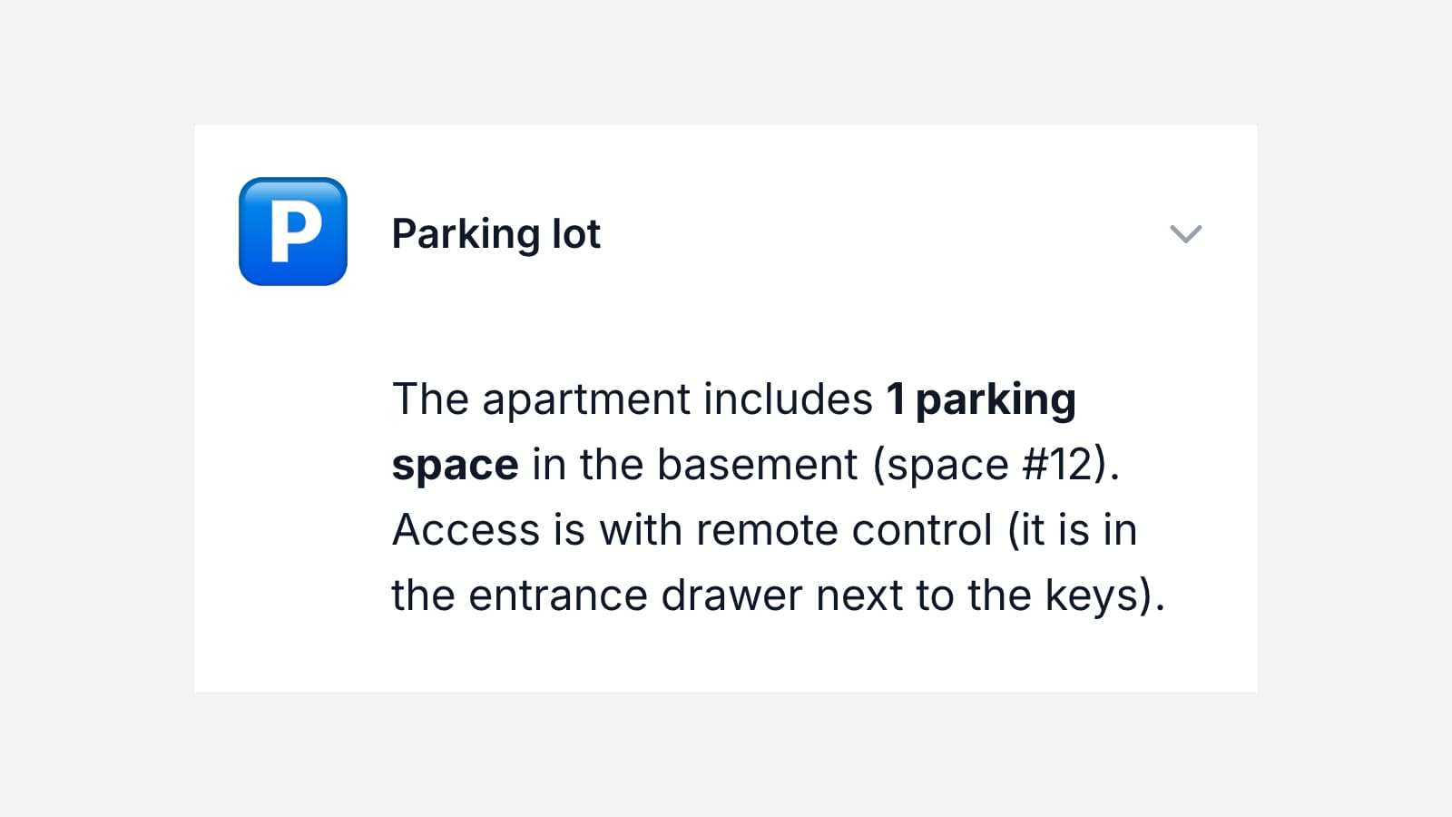 La sección de estacionamiento de un manual, con el cajón y las reglas de la calle