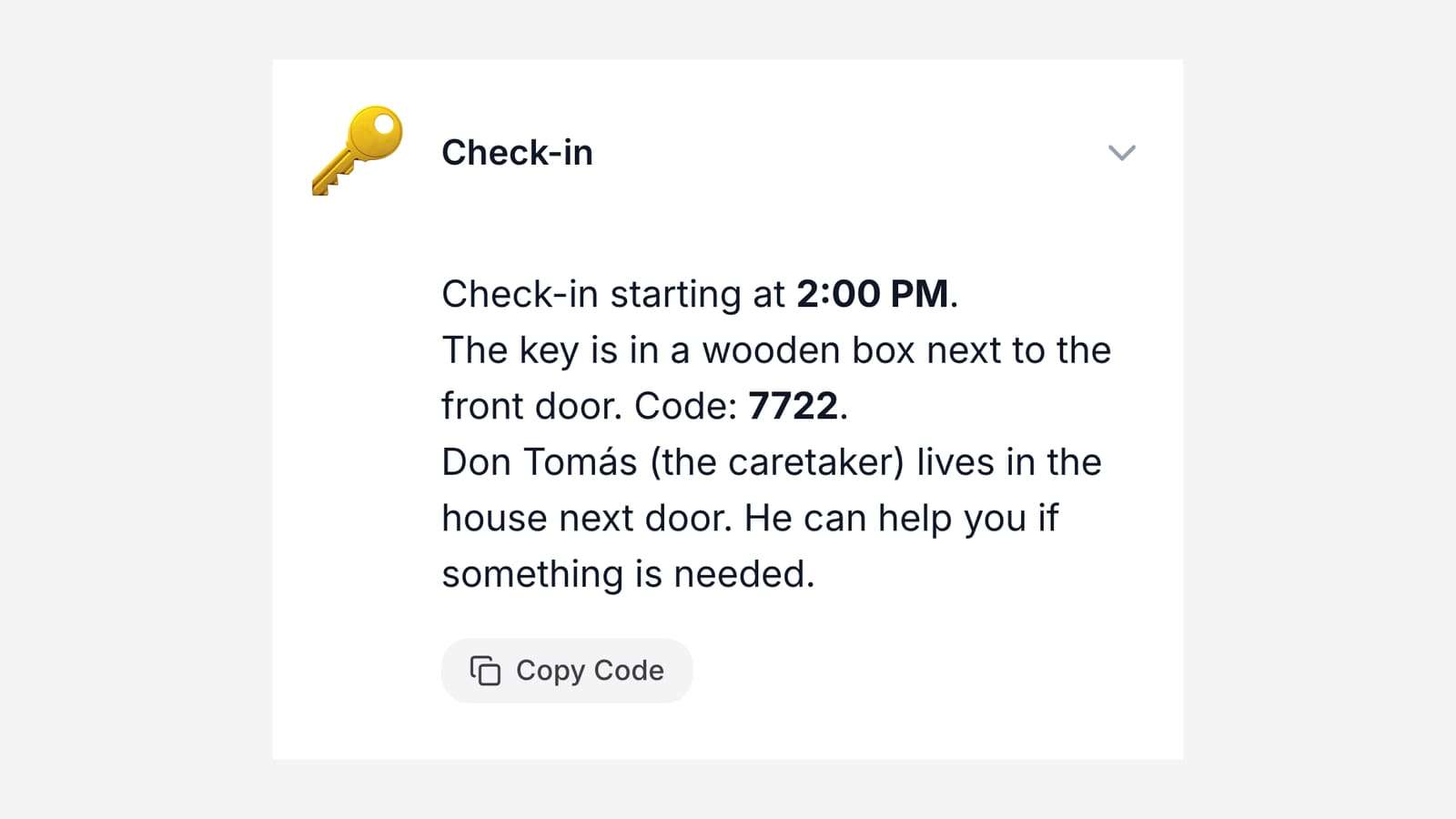 A guest guide open on a phone, showing the property and its sections